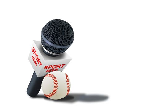 Sport news reporter microphones