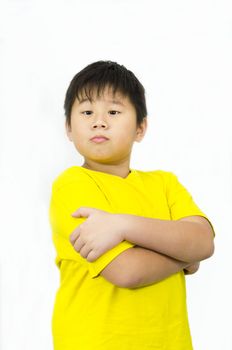 a confident boy with arms crossed