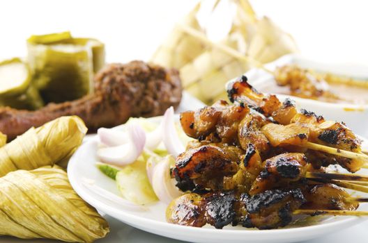 Delicious Asian Malay cuisine over white background