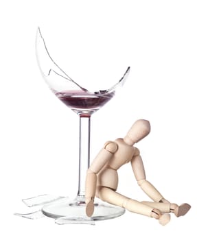 Drunk Mannequin Doll with a glass of red wine