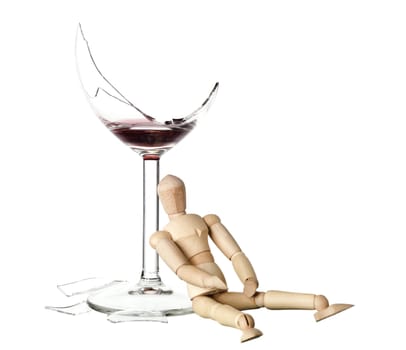 Drunk Mannequin Doll with a glass of red wine