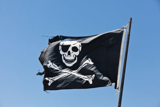 Pirate Flag towards blue sky