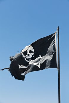 Pirate Flag towards blue sky