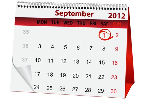 holiday calendar in honor of September 1 vector illustration