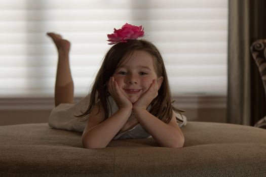 Playful, happy child posing.