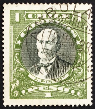 CHILE - CIRCA 1911: a stamp printed in the Chile shows Anibal Pinto, 9th President of Chile, 1876 - 1881, circa 1911