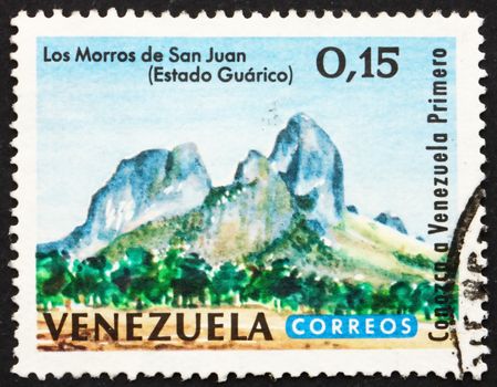 VENEZUELA - CIRCA 1964: a stamp printed in the Venezuela shows San Juan Peaks, Guarico, circa 1964