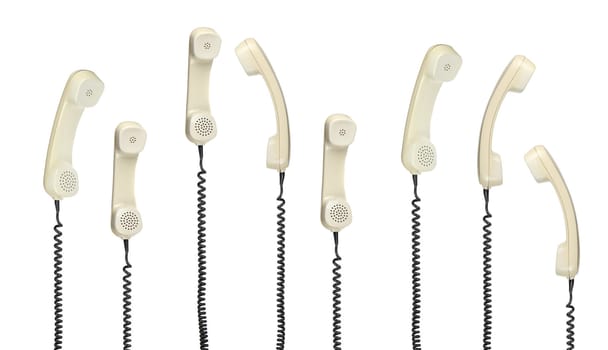old light brown handsets on cable on white