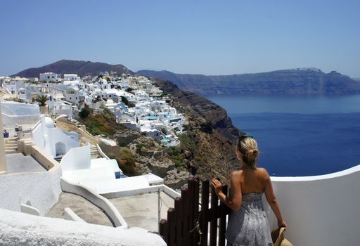 Girl on Santorini, Oia, Greece                