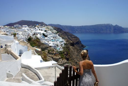 Young woman in Santorini              