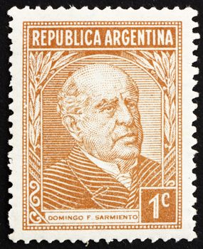 ARGENTINA - CIRCA 1935: a stamp printed in the Argentina shows Domingo Faustino Sarmiento, 7th President of Argentina, 1868 - 1874, circa 1935