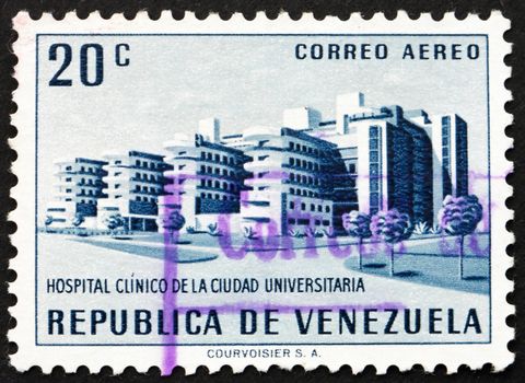 VENEZUELA - CIRCA 1956: a stamp printed in the Venezuela shows University Hospital, Caracas, circa 1956