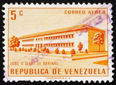 VENEZUELA - CIRCA 1956: a stamp printed in the Venezuela shows O'Leary School, Barinas, circa 1956