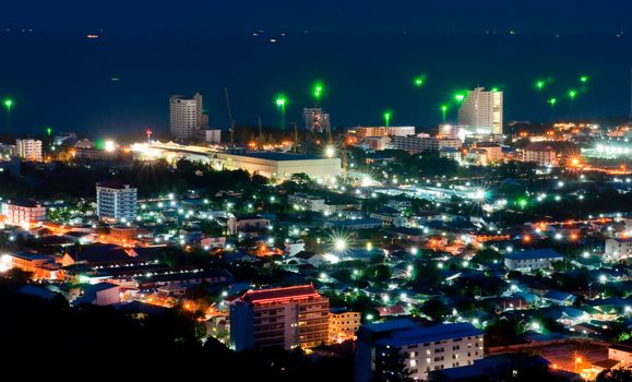 Hua Hin city night light and landscape,Thailand