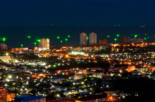 Hua Hin city night light and landscape,Thailand