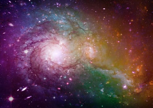 Stars and spiral galaxy in a free space