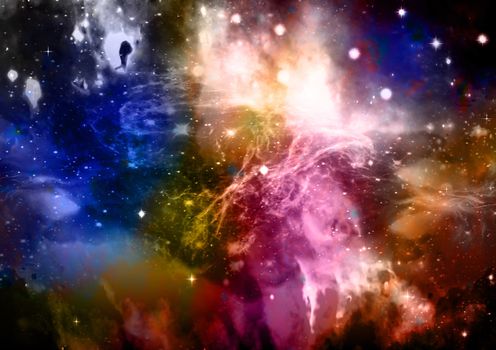 Far space being shone nebula as abstract background