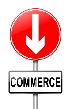 Illustration depicting a roadsign with a commerce concept. White background.