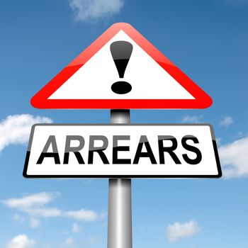 Illustration depicting a roadsign with an arrears concept. Blue sky background.