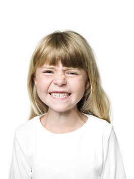Portrait of an Angry  Girl on white background