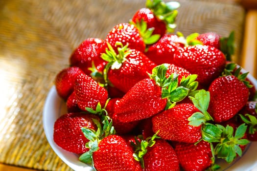 Fresh red strawberries ready to eat