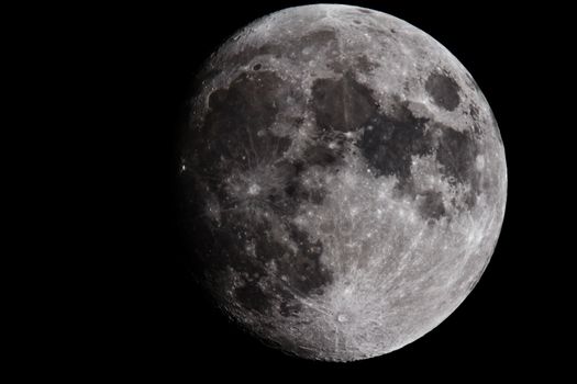 Moon closeup showing the details of the lunar surface.