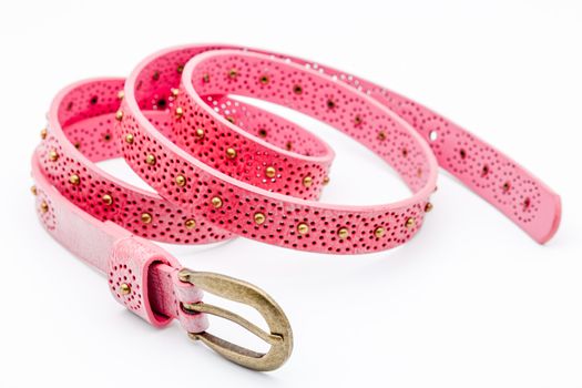 A pink women belts on a white background