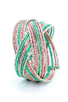 Colorful fashion bracelets on a white background