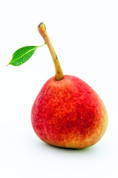 A little ripe pear on white background