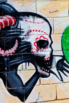 PUERTO REAL, CADIZ, SPAIN-JUL 15: Graffiti of unidentified artist on the first tournament of Graffiti of Puerto Real on Jul 15, 2011, in Puerto Real,  Spain