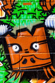 PUERTO REAL, CADIZ, SPAIN-JUL 15: Graffiti of unidentified artist on the first tournament of Graffiti of Puerto Real on Jul 15, 2011, in Puerto Real,  Spain
