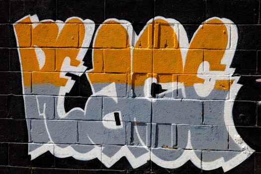 PUERTO REAL, CADIZ, SPAIN-JUL 15: Graffiti of unidentified artist on the first tournament of Graffiti of Puerto Real on Jul 15, 2011, in Puerto Real,  Spain