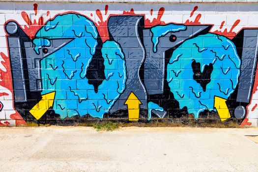 PUERTO REAL, CADIZ, SPAIN-JUL 15: Graffiti of unidentified artist on the first tournament of Graffiti of Puerto Real on Jul 15, 2011, in Puerto Real,  Spain