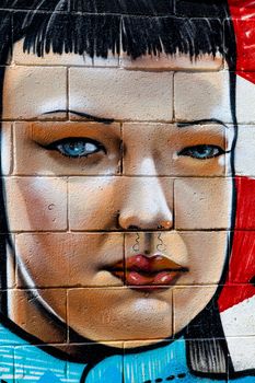 PUERTO REAL, CADIZ, SPAIN-JUL 15: Graffiti of unidentified artist on the first tournament of Graffiti of Puerto Real on Jul 15, 2011, in Puerto Real,  Spain