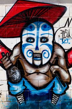 PUERTO REAL, CADIZ, SPAIN-JUL 15: Graffiti of unidentified artist on the first tournament of Graffiti of Puerto Real on Jul 15, 2011, in Puerto Real,  Spain