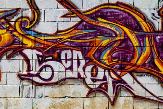 PUERTO REAL, CADIZ, SPAIN-JUL 15: Graffiti of unidentified artist on the first tournament of Graffiti of Puerto Real on Jul 15, 2011, in Puerto Real,  Spain