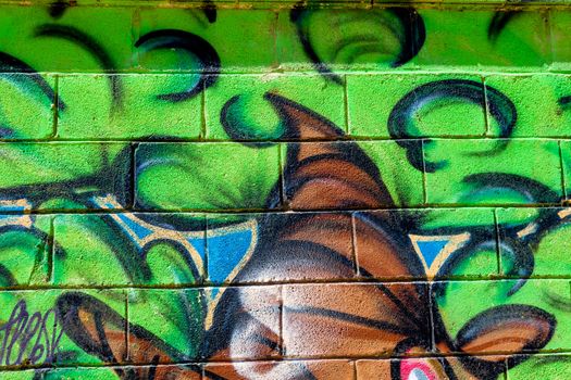 PUERTO REAL, CADIZ, SPAIN-JUL 15: Graffiti of unidentified artist on the first tournament of Graffiti of Puerto Real on Jul 15, 2011, in Puerto Real,  Spain