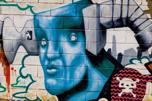 PUERTO REAL, CADIZ, SPAIN-JUL 15: Graffiti of unidentified artist on the first tournament of Graffiti of Puerto Real on Jul 15, 2011, in Puerto Real,  Spain