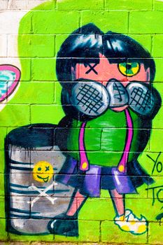 PUERTO REAL, CADIZ, SPAIN-JUL 15: Graffiti of unidentified artist on the first tournament of Graffiti of Puerto Real on Jul 15, 2011, in Puerto Real,  Spain