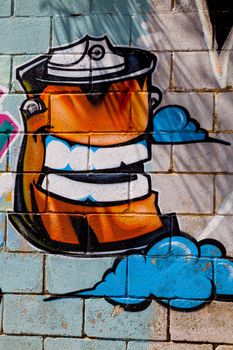 PUERTO REAL, CADIZ, SPAIN-JUL 15: Graffiti of unidentified artist on the first tournament of Graffiti of Puerto Real on Jul 15, 2011, in Puerto Real,  Spain