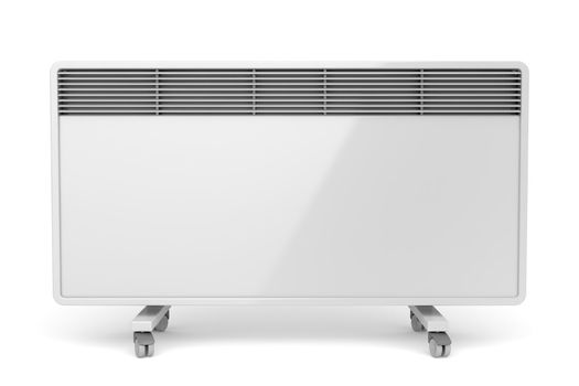 Mobile electric panel heater on white