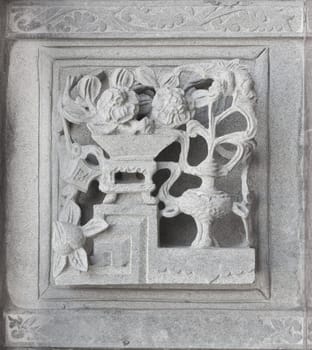 stone carving, the carving is a beautiful taiwan art style.