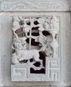 stone carving, the carving is a beautiful taiwan art style.