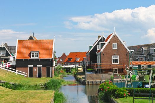 Rural street on the island Marken. Netherlands