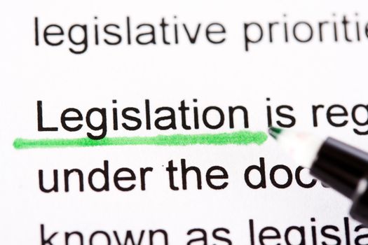 The word Legislation highlighted in green, under the heading Legislation