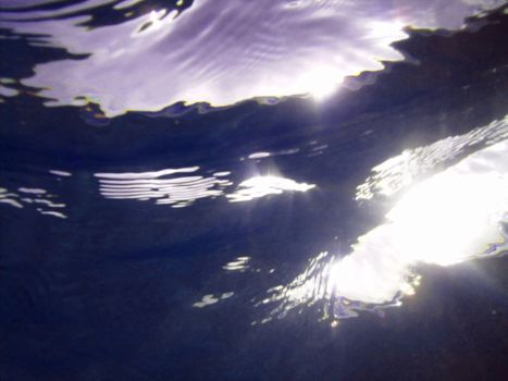 Sun rays seen from the underwater - abstract background