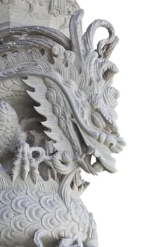 stone carving, the carving is a beautiful dragon.