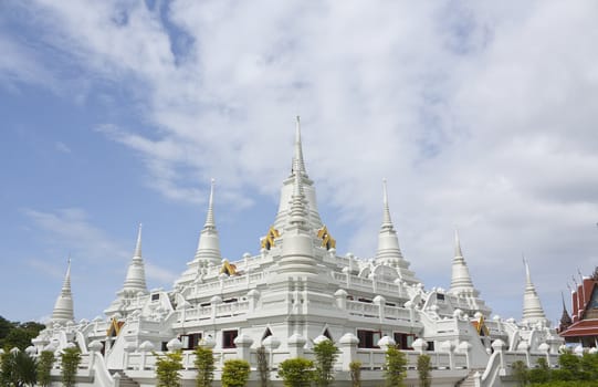 thai pagoda new style in samutprakarn, thailand