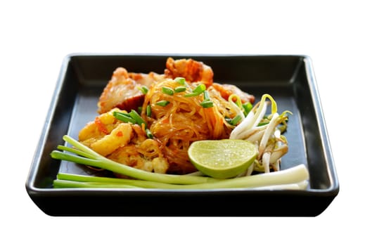  Thai food Pad thai , Stir fry noodles on black plate
