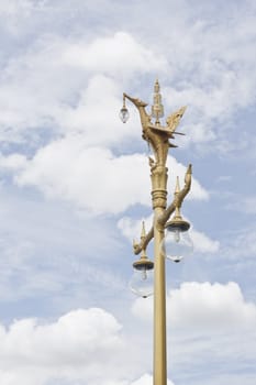 gold lamp out door thai style, use decorate at temple